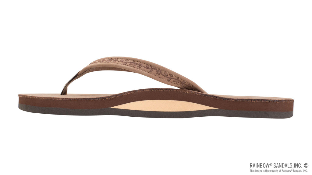 Las Flores - Single Layer Premier Leather with a Floral 1/2" Narrow Strap