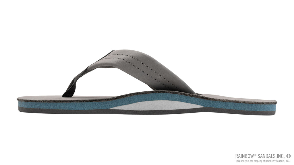 Signature Series -  Women's Single Layer Premier Grey Leather Lt. Blue Midsole 1" Wide Strap