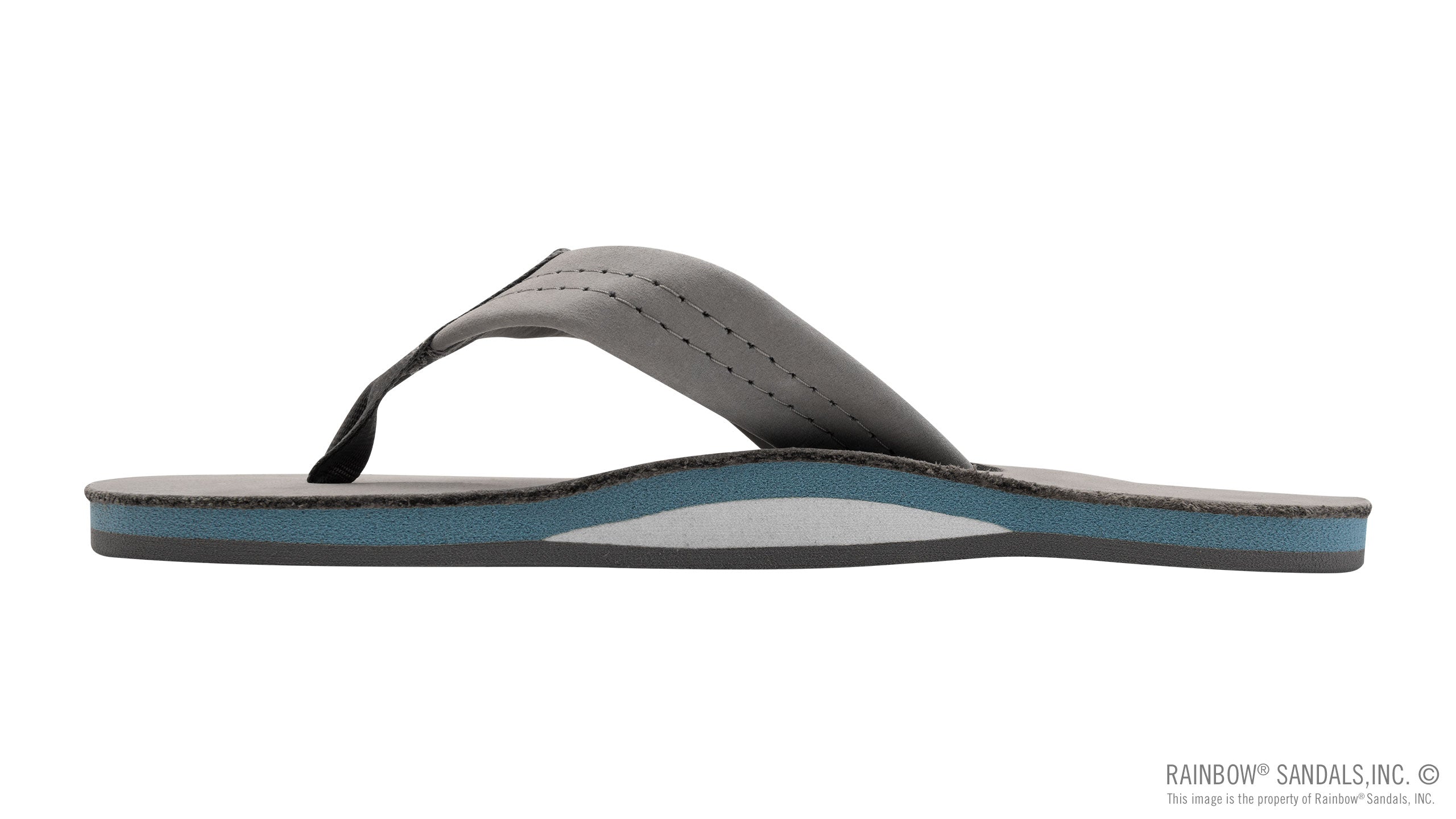 Signature Series -  Women's Single Layer Premier Grey Leather Lt. Blue Midsole 1" Wide Strap