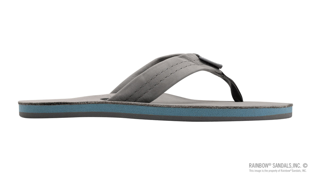 Signature Series -  Women's Single Layer Premier Grey Leather Lt. Blue Midsole 1" Wide Strap