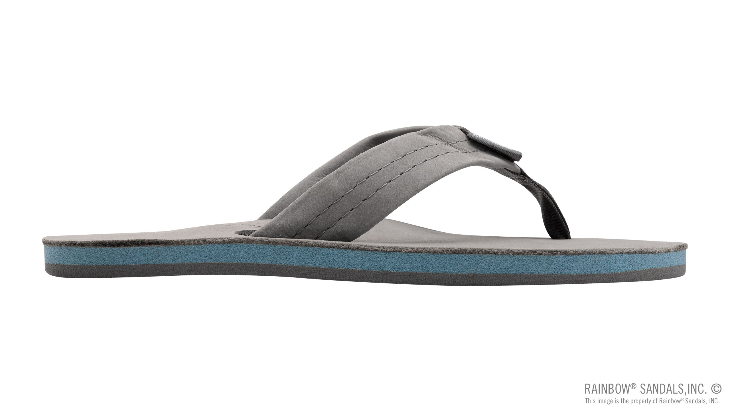Signature Series -  Women's Single Layer Premier Grey Leather Lt. Blue Midsole 1" Wide Strap