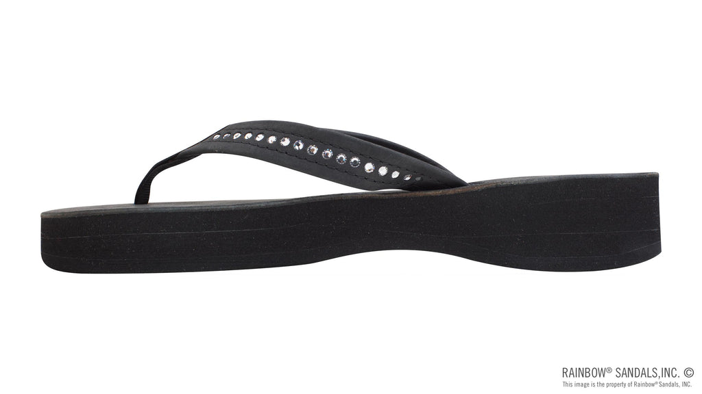 Four Layer Leather Wedge - 3/4" Strap with Crystals