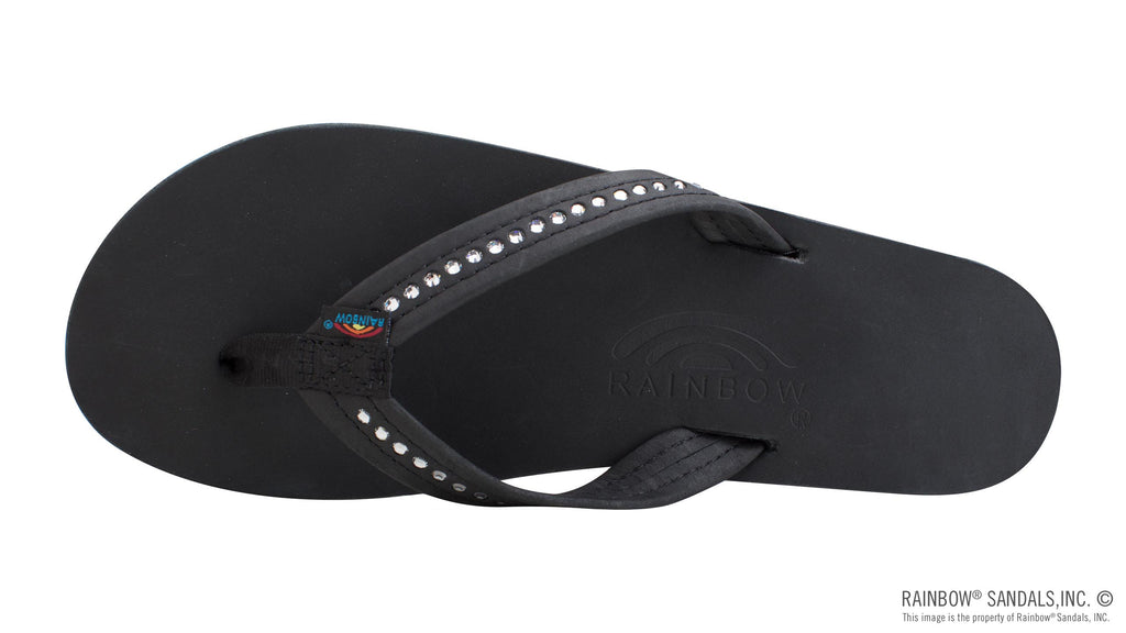 Four Layer Leather Wedge - 3/4" Strap with Crystals