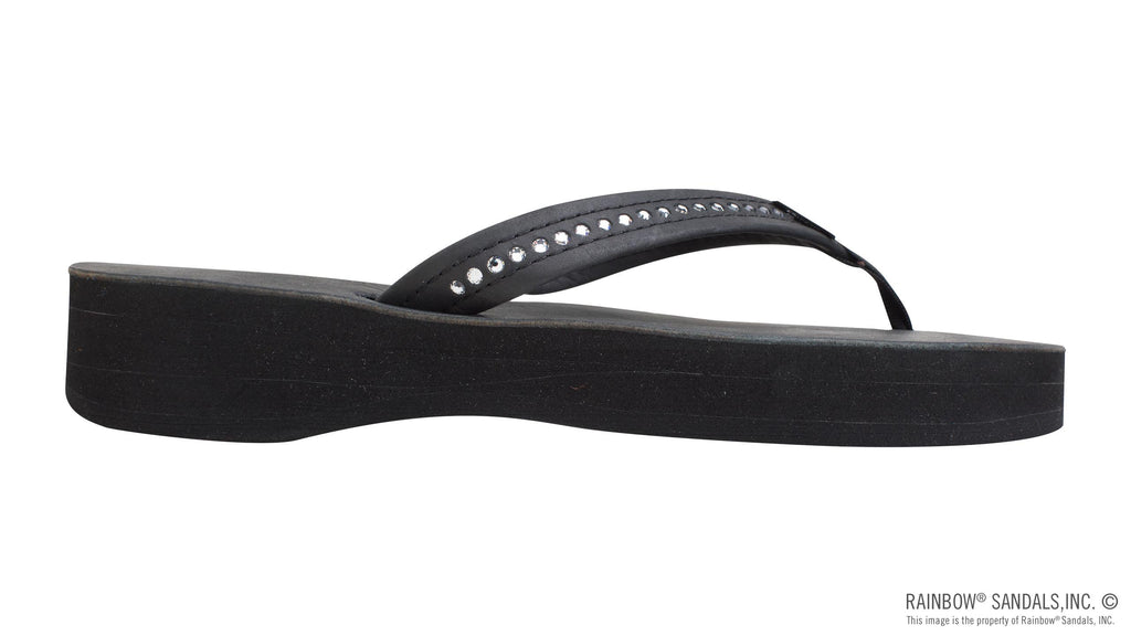 Four Layer Leather Wedge - 3/4" Strap with Crystals