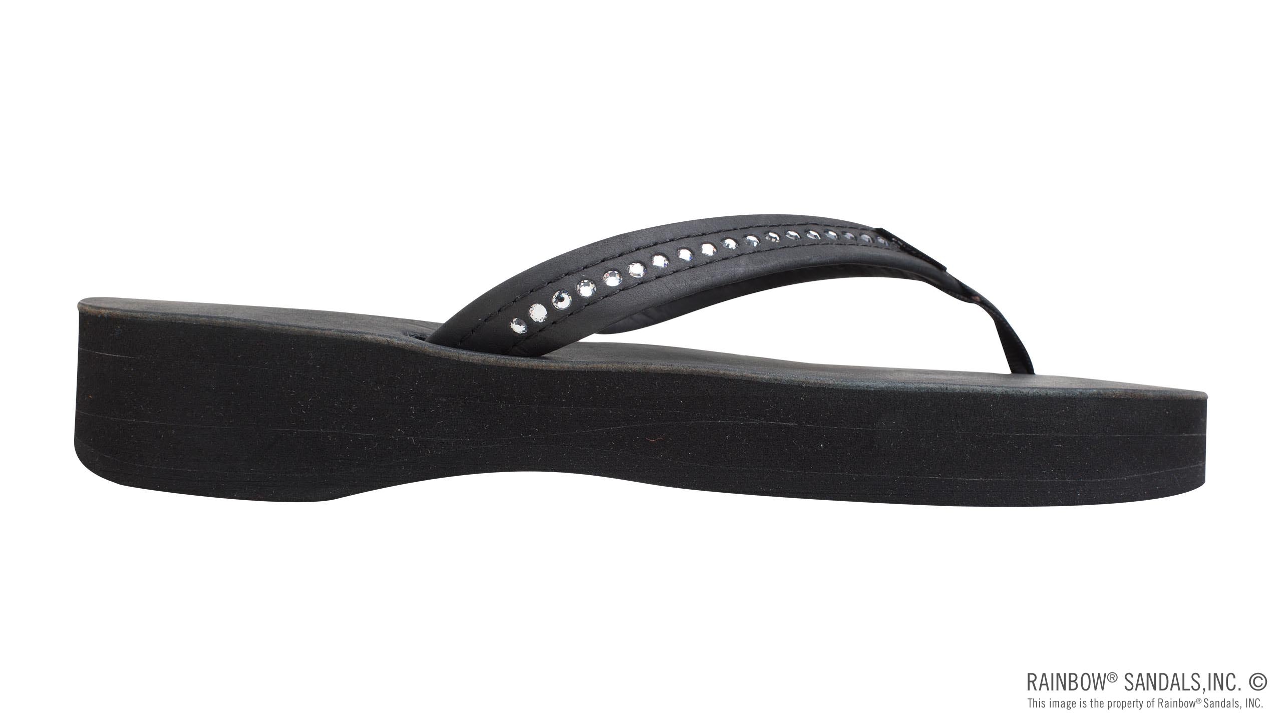 Four Layer Leather Wedge - 3/4" Strap with Crystals