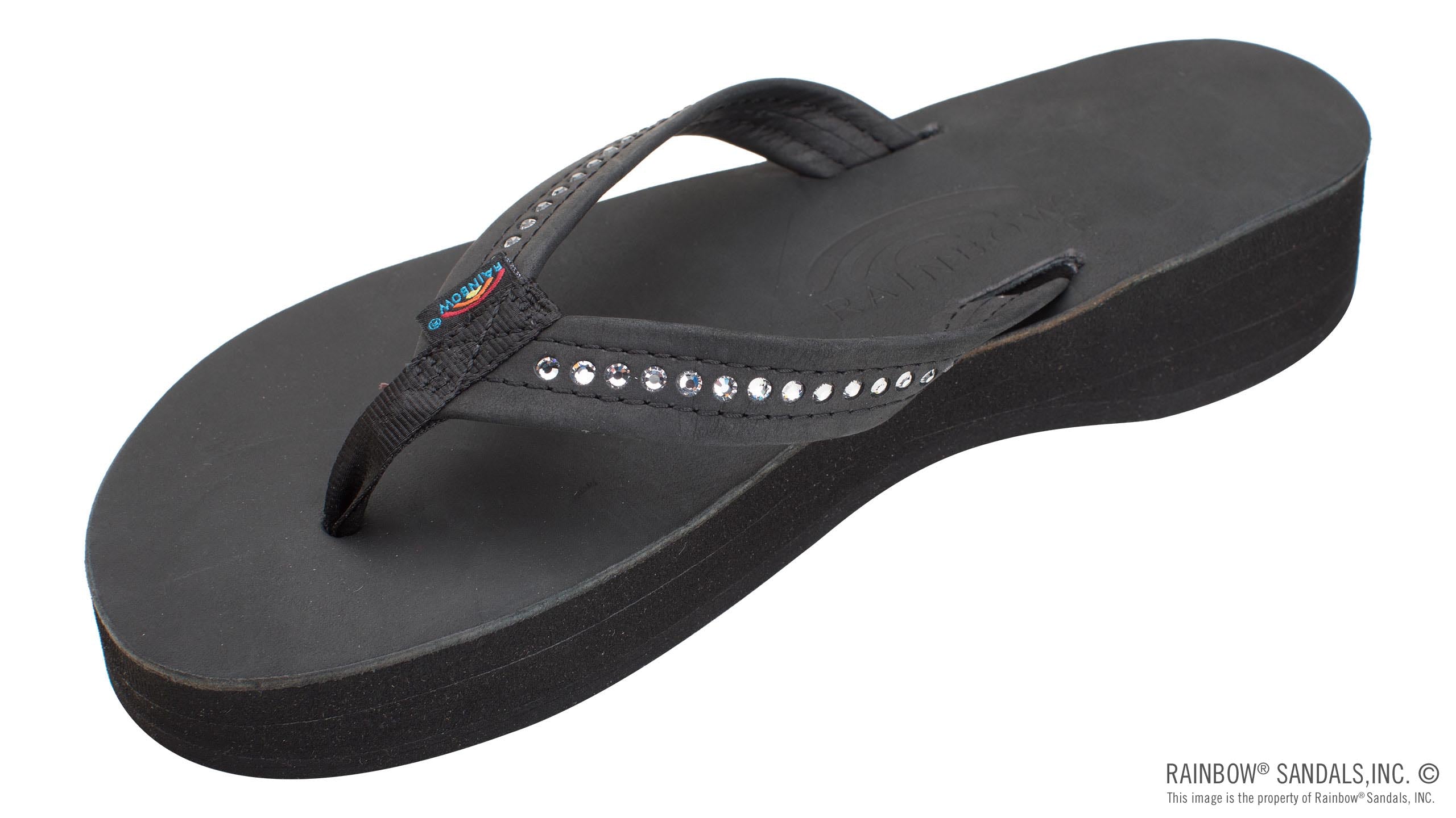 Four Layer Leather Wedge - 3/4" Strap with Crystals