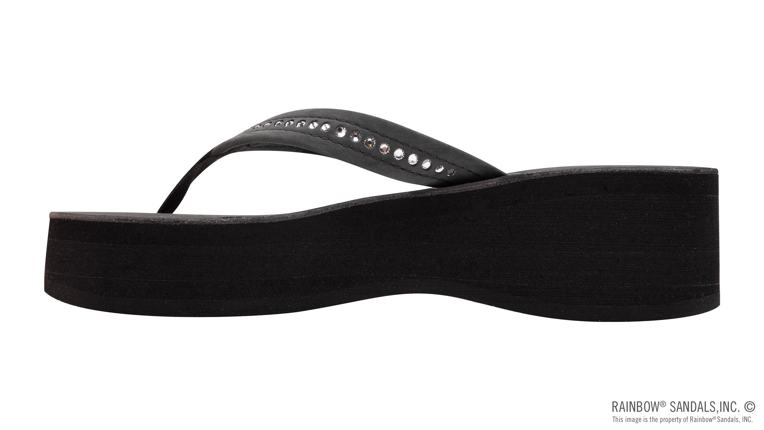 Six Layer Leather Wedge - 3/4" Strap with Crystals