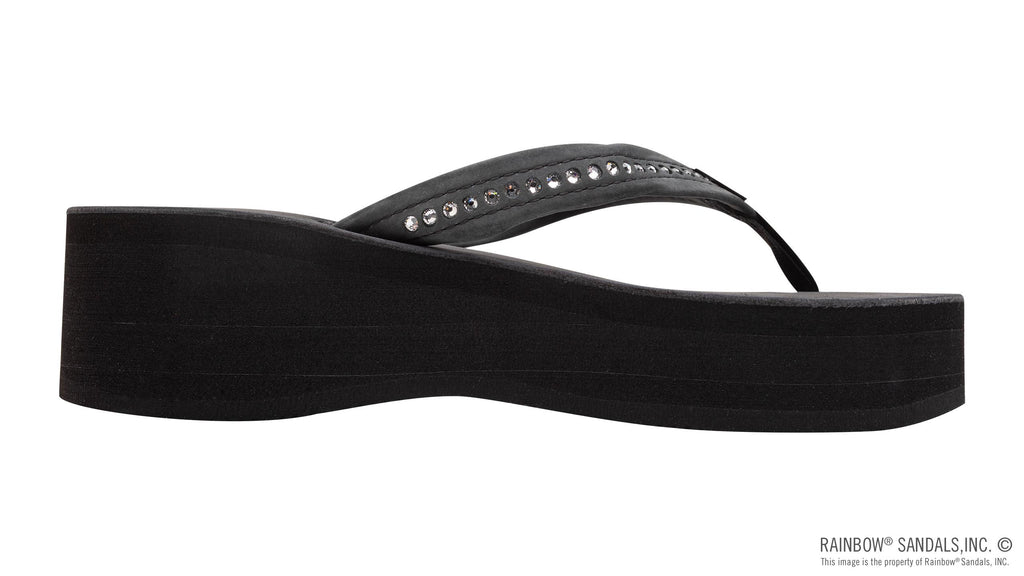 Six Layer Leather Wedge - 3/4" Strap with Crystals