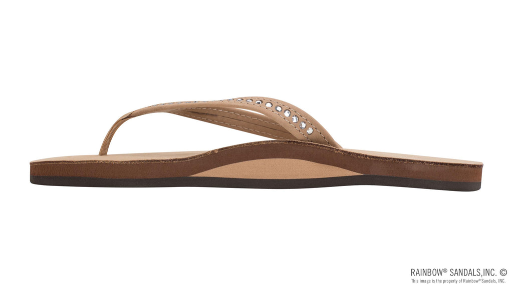 Crystal Collection - Single Layer Arch Support Leather 1/2" Narrow Strap with Crystals