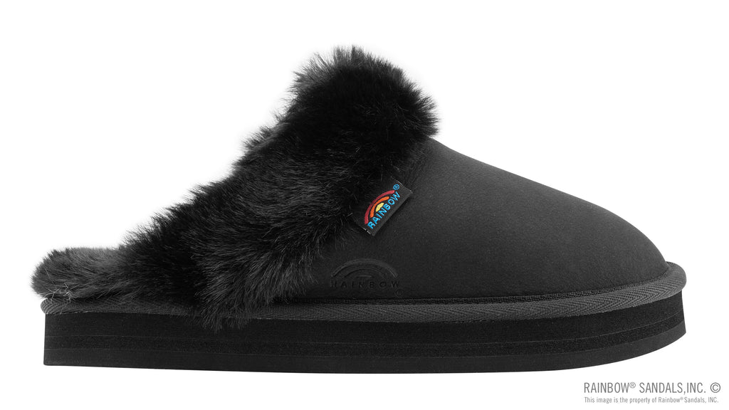 Sunset Snugs - Leather, Fleece Lined Slipper Single Layer Arch